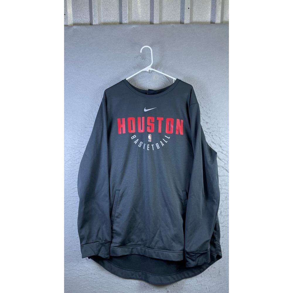 Nike Sweatshirt Mens XXL Black Excellent Houston Basketball NBA Dri-FIT Pullover